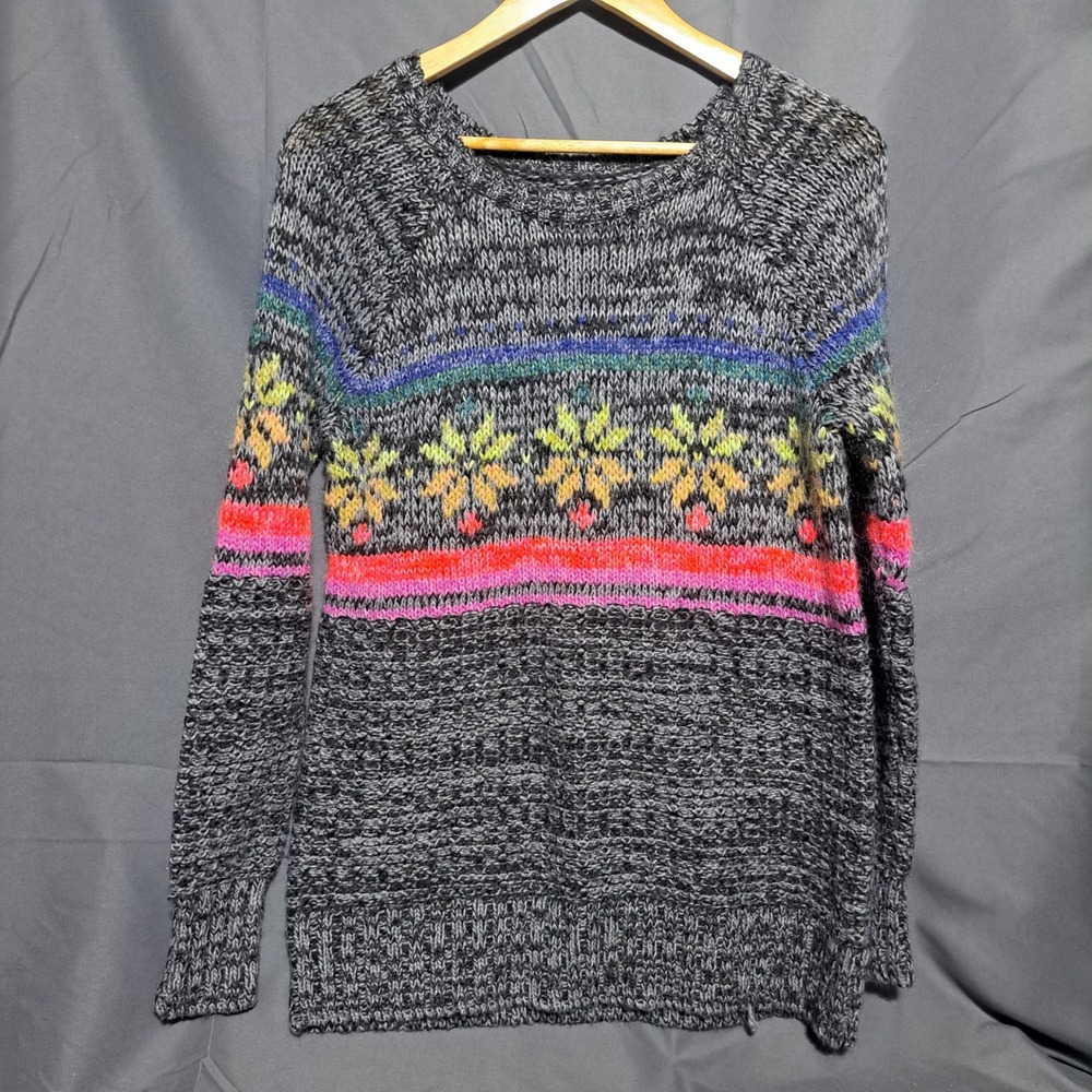 American Eagle Sweater MEDIUM Jegging Knit Fair Isle Wool Mohair Pullover‎